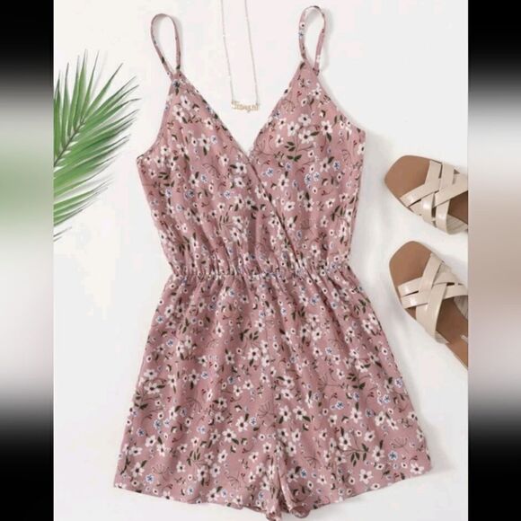 3 for $26 - Women’s Floral Cami Romper - Picture 1 of 5